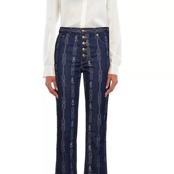 NWT TORY BURCH Gemini Link Bloom Jacquard Denim Pant Jeans Womens Size 26 - Picture 11 of 12